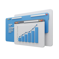 Poster - 3D Isometric Webpage Growth Chart Illustration