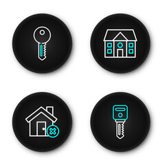 Poster - Set line House key, with wrong mark, and icon. Vector