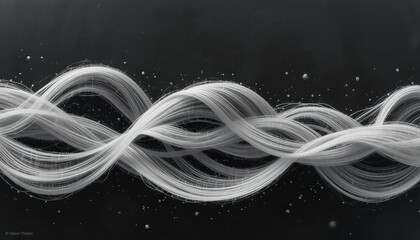 Poster - Flowing white waves abstract art digital canvas minimalist design high contrast innovative concept