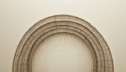 Poster - Artistic construction process of circular framework contemporary studio photography minimalist environment close-up view architectural concept