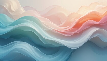 Poster - Flowing abstract waves in soft pastel colors digital art tranquil atmosphere ethereal environment aesthetic viewpoint