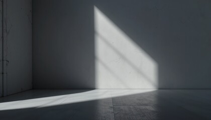 Poster - Sunlight casting shadows in minimalist indoor space contemporary design studio modern aesthetic natural light play artistic perspective