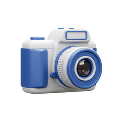 Poster - blue and white 3d render of a simple camera icon