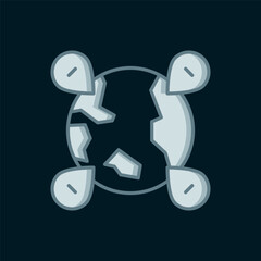 Poster - line location on the globe icon isolated on black background. world or earth sign. flat filled outli