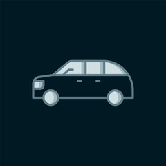 Poster - line hatchback car icon isolated on black background. flat filled outline style with shadow. vector