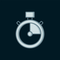 Poster - Line Stopwatch icon isolated on black background. Time timer sign. Chronometer sign. Flat filled outline style with shadow. Vector