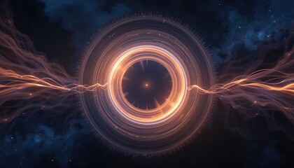 Poster - Exploring cosmic events energy pulses and black holes outer space digital art cosmic environment wide angle view theoretical physics concepts