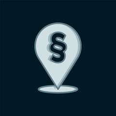 Poster - line location law icon isolated on black background. flat filled outline style with shadow. vector
