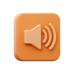 Poster - 3D Orange Pastel Speaker Icon on Square Button