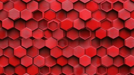 Aufkleber - Vibrant Red Hexagonal Pattern with Textured Surface for Modern Design Applications and Backgrounds in Interior Design and Graphic Art Projects