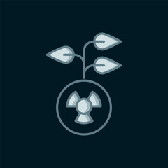 Poster - Line Radioactive icon isolated on black background. Radioactive toxic symbol. Radiation hazard sign. Flat filled outline style with shadow. Vector