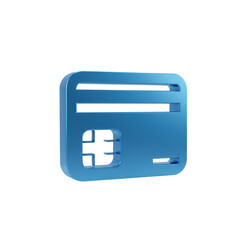 Poster - 3D Render of Blue Credit Card Icon on Transparent Background