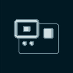Poster - line action extreme camera icon isolated on black background. video camera equipment for filming ext
