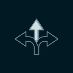 Poster - Line Road traffic sign. Signpost icon isolated on black background. Pointer symbol. Isolated street information sign. Direction sign. Flat filled outline style with shadow. Vector