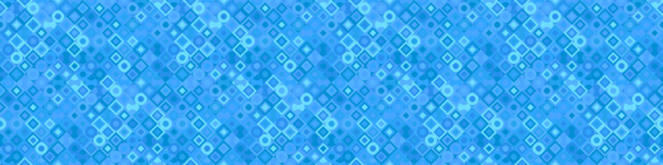 Fototapete - Seamless horizontal multicolored mosaic pattern background - colorful wide geometrical vector graphic