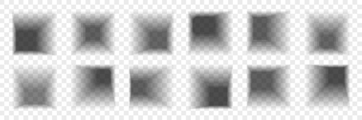 Poster - square box shadow effects. realistic overlay and transparent shades. object blur border set. gradien