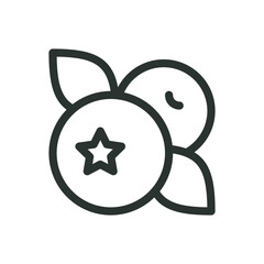 Poster - Blueberries line icon, bilberries vector symbol with editable stroke