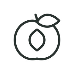 Poster - Apricot line icon, cut half of apricot vector symbol with editable stroke