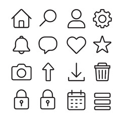 Poster - Iconic Digital Elements: A collection of digital icons, perfectly designed for modern interface. Each icon is clear and recognizable, making it ideal for web design, user interface.
