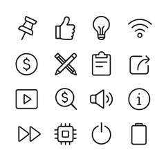 Poster - Essential Icons: A collection of clean and modern line icons, each carefully designed to represent essential digital and interface elements, perfect for seamless integration into diverse applications.