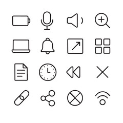 Poster - Simple Icon Collection: A set of minimalist black and white icons, each representing a different function, suitable for use in apps, websites, and other digital platforms.
