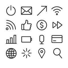 Poster - Vector Icons Set: A comprehensive collection of minimalist vector icons, perfect for various digital and print design projects, offering versatility and clean aesthetics.