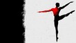 © Praphan - Male Ballet Dancer Silhouette in Red and Black