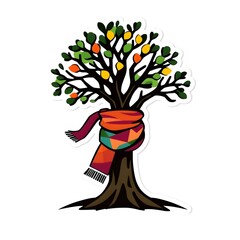 Poster - Modern flat icon design sticker. Kawaii style real tree icon vector illustration art design. Nature concept design