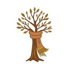Poster - Modern flat icon design sticker. Kawaii style real tree icon vector illustration art design. Nature concept design