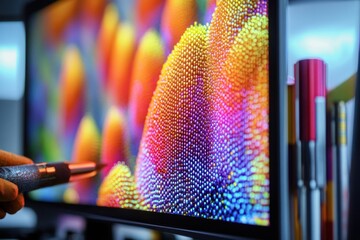 Poster - Colorful abstract design being created on a digital screen during a design session