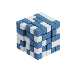Poster - Abstract Blue and White Cube Block Pattern