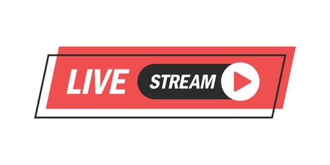 Poster - Live stream button icon in flat style. Webinar vector illustration on isolated background. Streaming sign business concept.