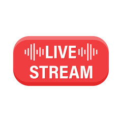 Poster - Live stream button icon in flat style. Webinar vector illustration on isolated background. Streaming sign business concept.