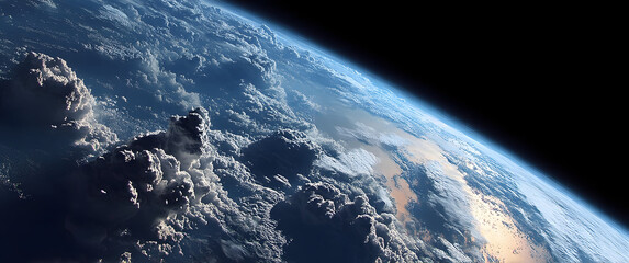 Wall Mural - Cinematic shot of planet earth globe clouds and space background.