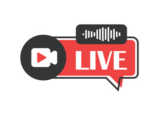 Poster - Live stream button icon in flat style. Webinar vector illustration on isolated background. Streaming sign business concept.