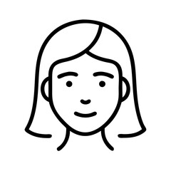 Poster - Woman face icon vector illustration female avatar with short hair outline style portrait 90