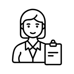 Poster - Woman professional holding clipboard vector illustration business office worker icon design