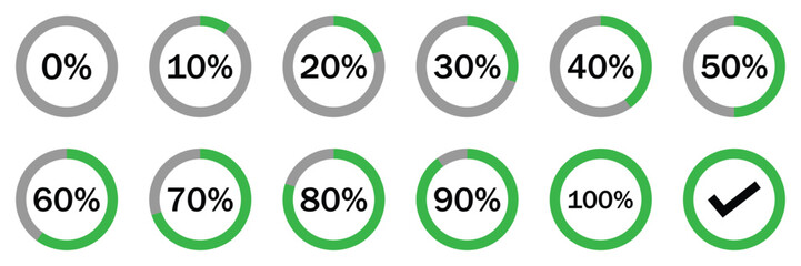 set of circle loading or circle progress collection. set of circle percentage diagrams for infograph