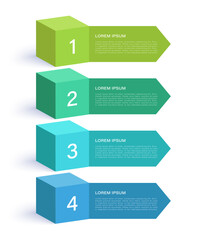 Aufkleber - Vertical infographic template with 3d cubes and data. Four steps vector infographic