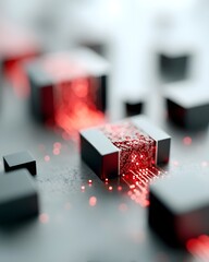 Poster - large language model interface with real-time computation analytics, glowing processors, algorithmic