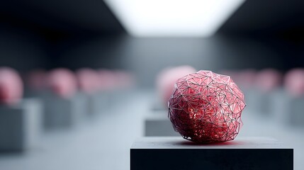 Poster - LLM prediction engine visualized as a glowing neural mesh, forecasting patterns through data pulses, cutting-edge tech environment, deep learning aesthetics, high-detail render