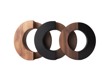 Poster - Interconnected Wooden Rings: Dark and Light Brown Geometric Design, PNG