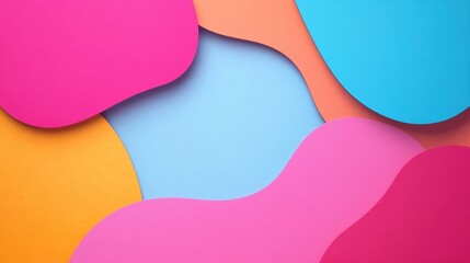 Aufkleber - Colorful minimalist label sticker shapes with empty spaces for text and rounded abstract forms in a vibrant setting