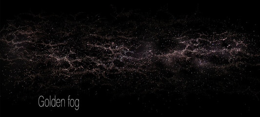 Wall Mural - Isolated illustration of golden hue, wavy tinsel mist, design component.
