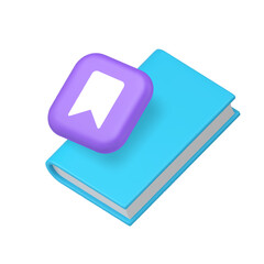 Poster - book reading bookmark badge library literature education 3d icon realistic vector illustration. pape