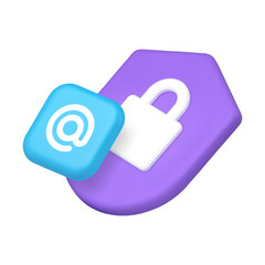 Poster - Email electronic mail security cyber crime safety antivirus protect 3d icon realistic vector illustration. Anti spam document data protection confidential authentication authorization shield padlock