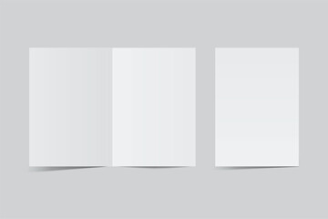 A4 Bifold Blank Mockup, Open Leaflet template .Blank paper cover for  pamphlet, catalog, flyer, notecards, note paper, greeting card, wedding invitation, gift card, postcard, flier, brochure or letter