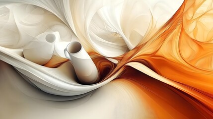 Poster - Surreal coffee cups floating in abstract swirl digital art modern home decor whimsical style