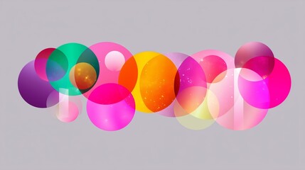 Poster - Vibrant abstract composition featuring colorful overlapping circles on a gray background