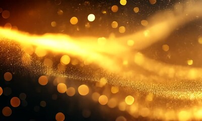 Poster - Dynamic Golden Particle Flow with Bokeh Effects for Visual Elegance and Sophistication